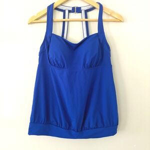 Lands' End‎ Tankini Swim Top Women's Size 8 Cobalt Blue Adjustable Halter